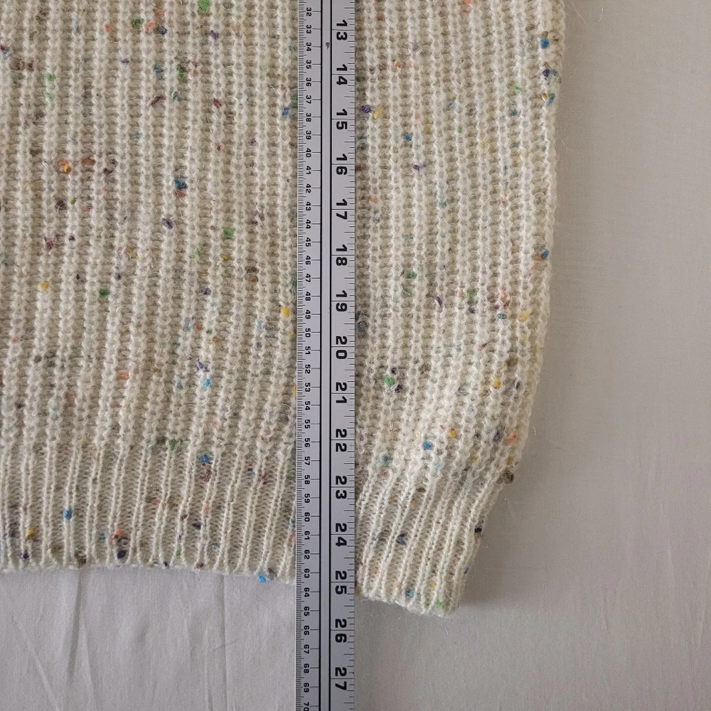 Asos Womens Sz 6 Mohair Blend‎ Cream Speckled High Neck Sweater Chunky Colorful
